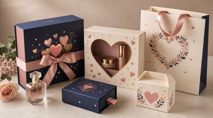 Valentine's Day custom seasonal packaging for cosmetics and gift products